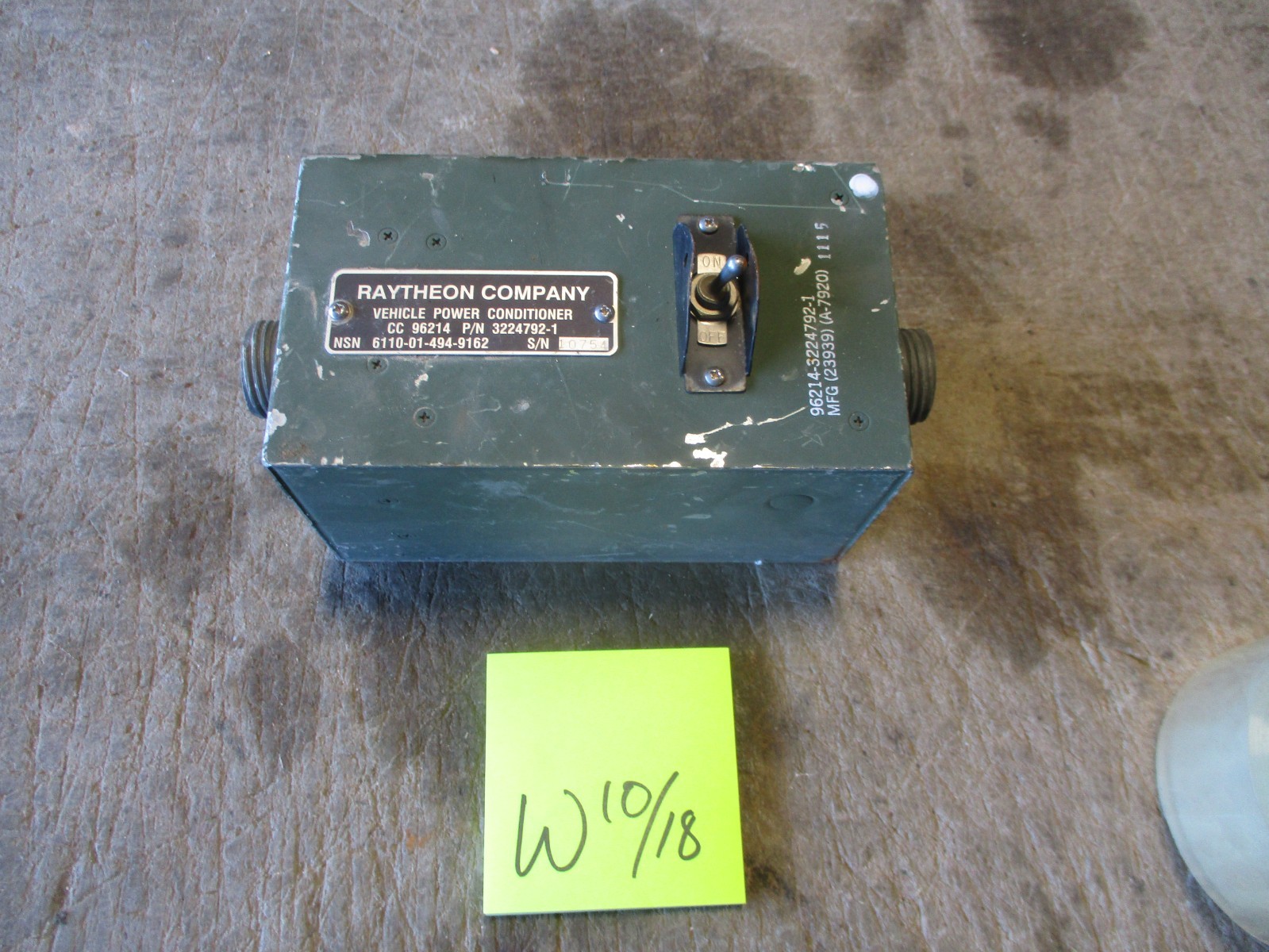 Used Raytheon Power Conditioner, Damaged, PN 3224792-1, for Military Radio HMMWV