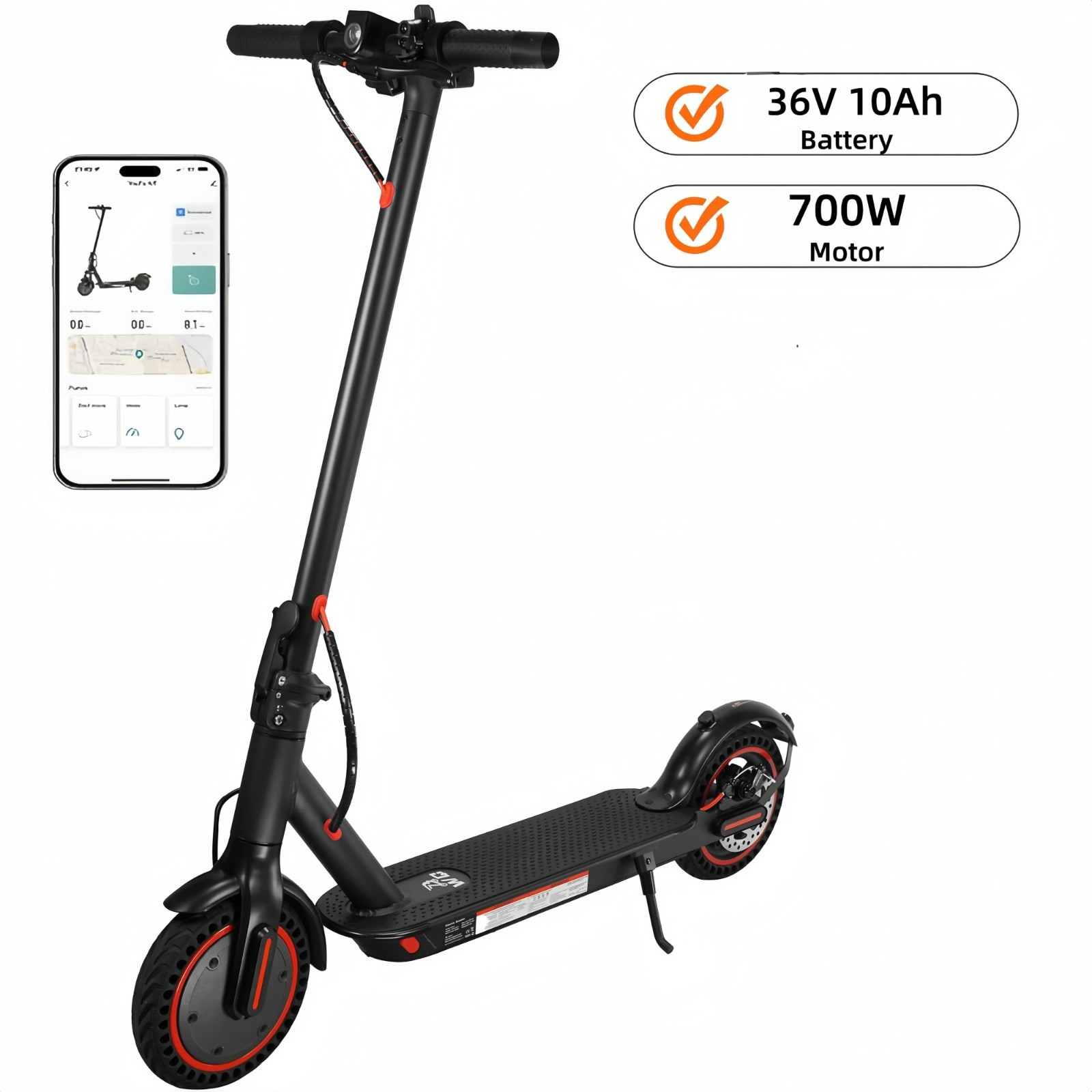Adult Electric Scooter - 36V 10Ah Lithium Battery, 700W Motor, 20-Mile Range