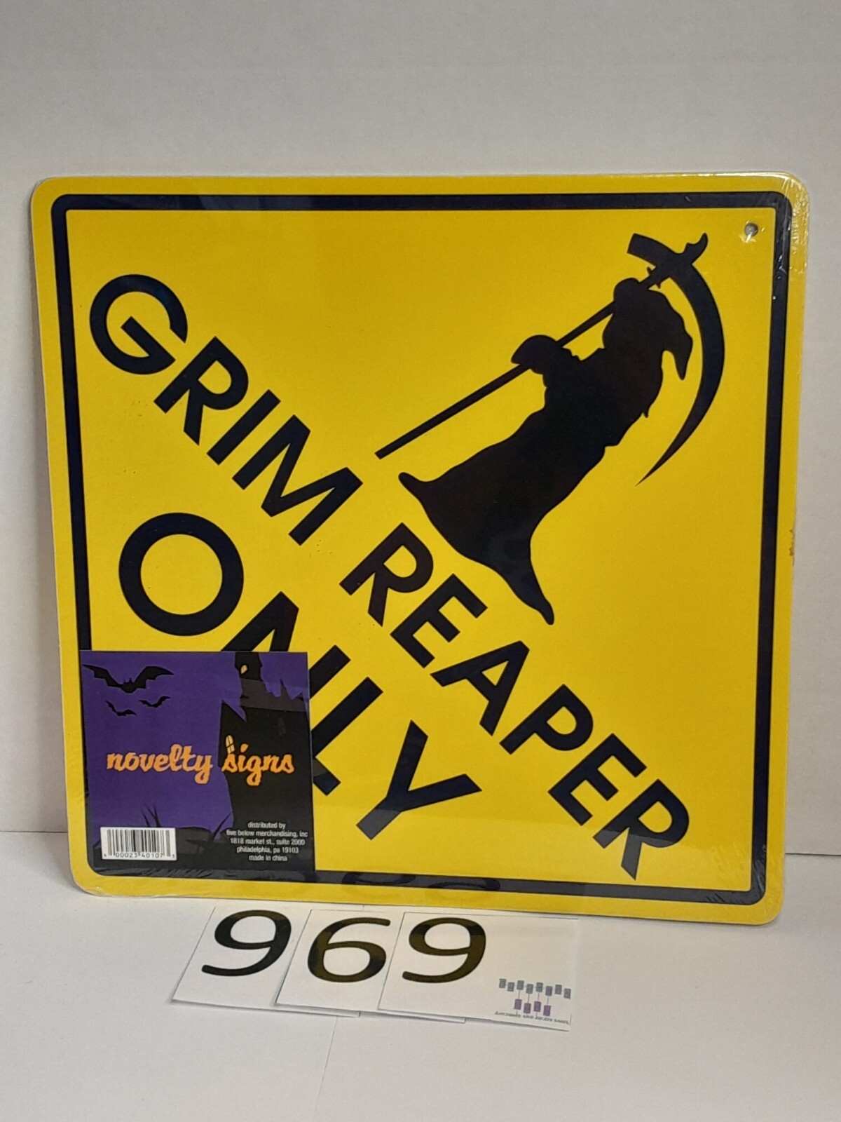 BRAND NEW SEALED Double Sided Halloween Sign Grim Reaper Only / Dead End