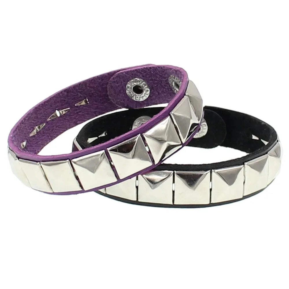 Unique Rivet PU Leather Spiked Studded Bracelet Bangle