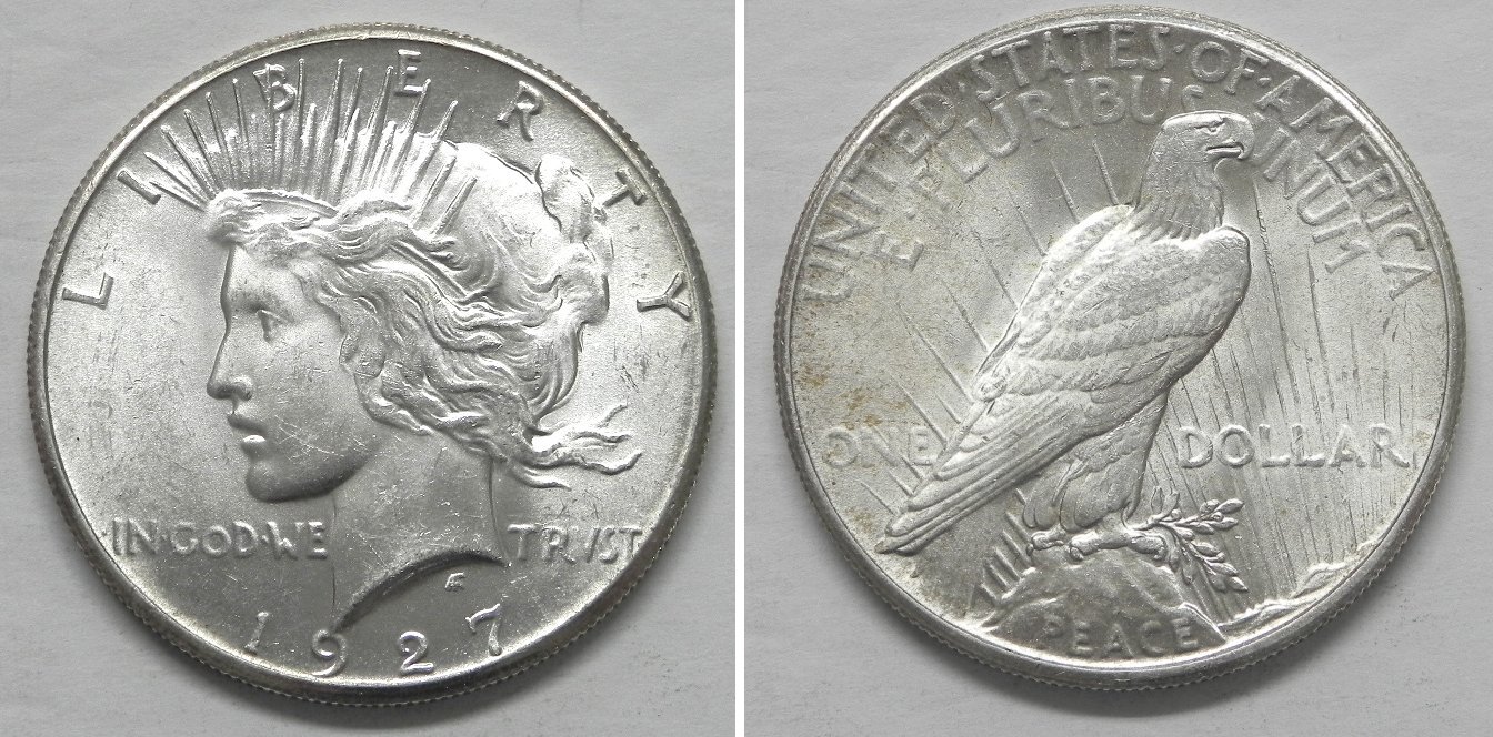 X3502  1927 Peace Dollar Choice BU Brilliant Uncirculated G2U