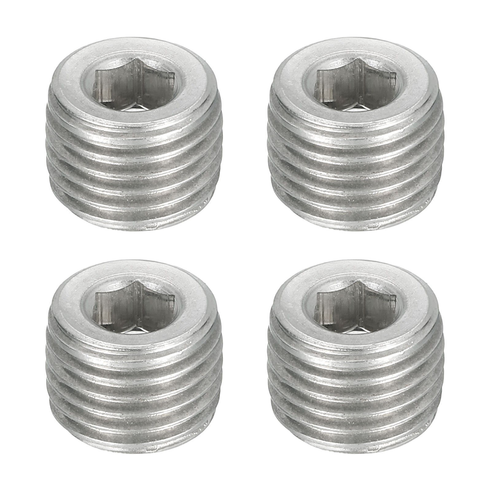 4Pcs Pipe Plugs M14-1.5x10.5mm Stainless Steel Hex Thread Pipe Caps Silver