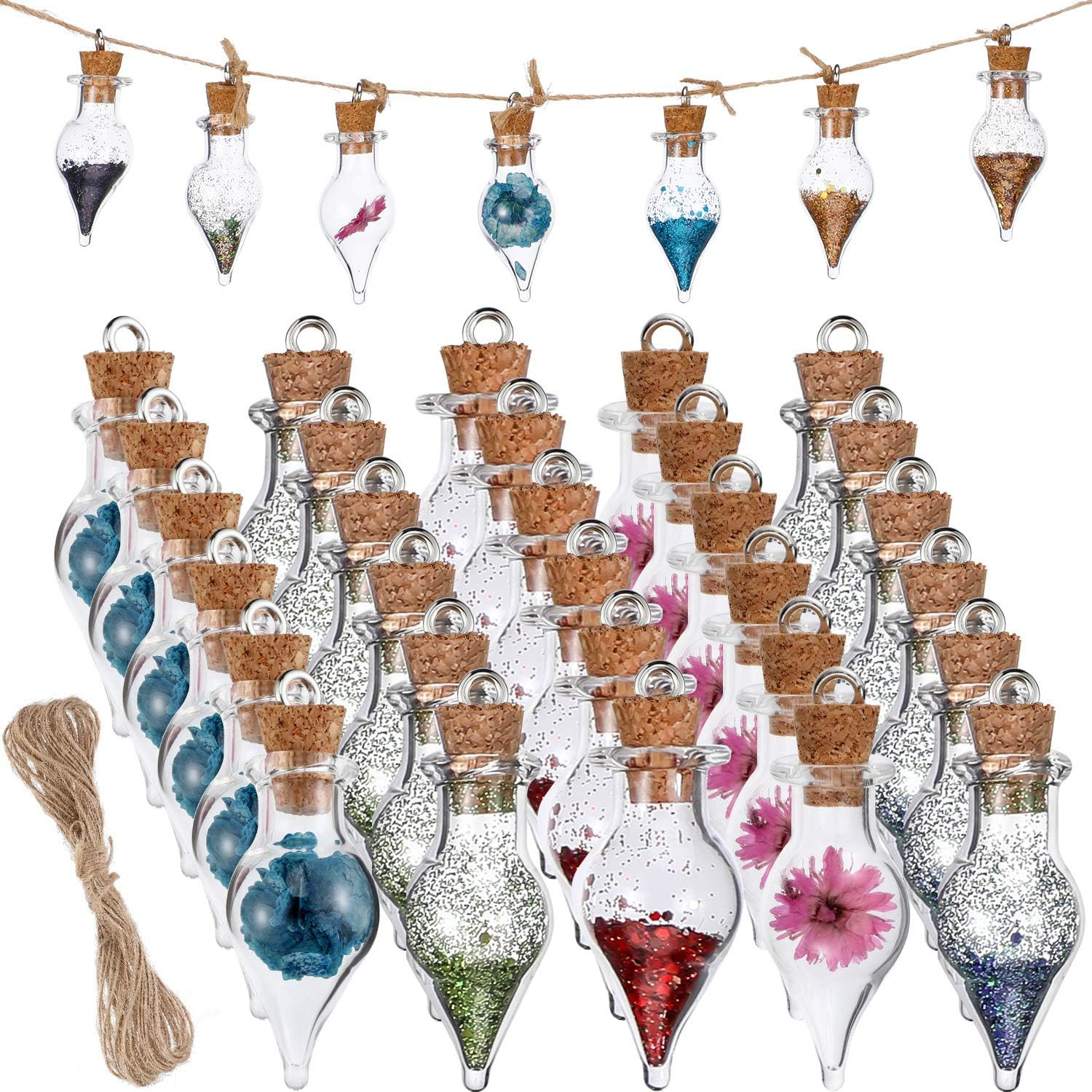 30 Pcs Mini Glass Bottles with Cork Glass Tiny Potion Bottles with Lids