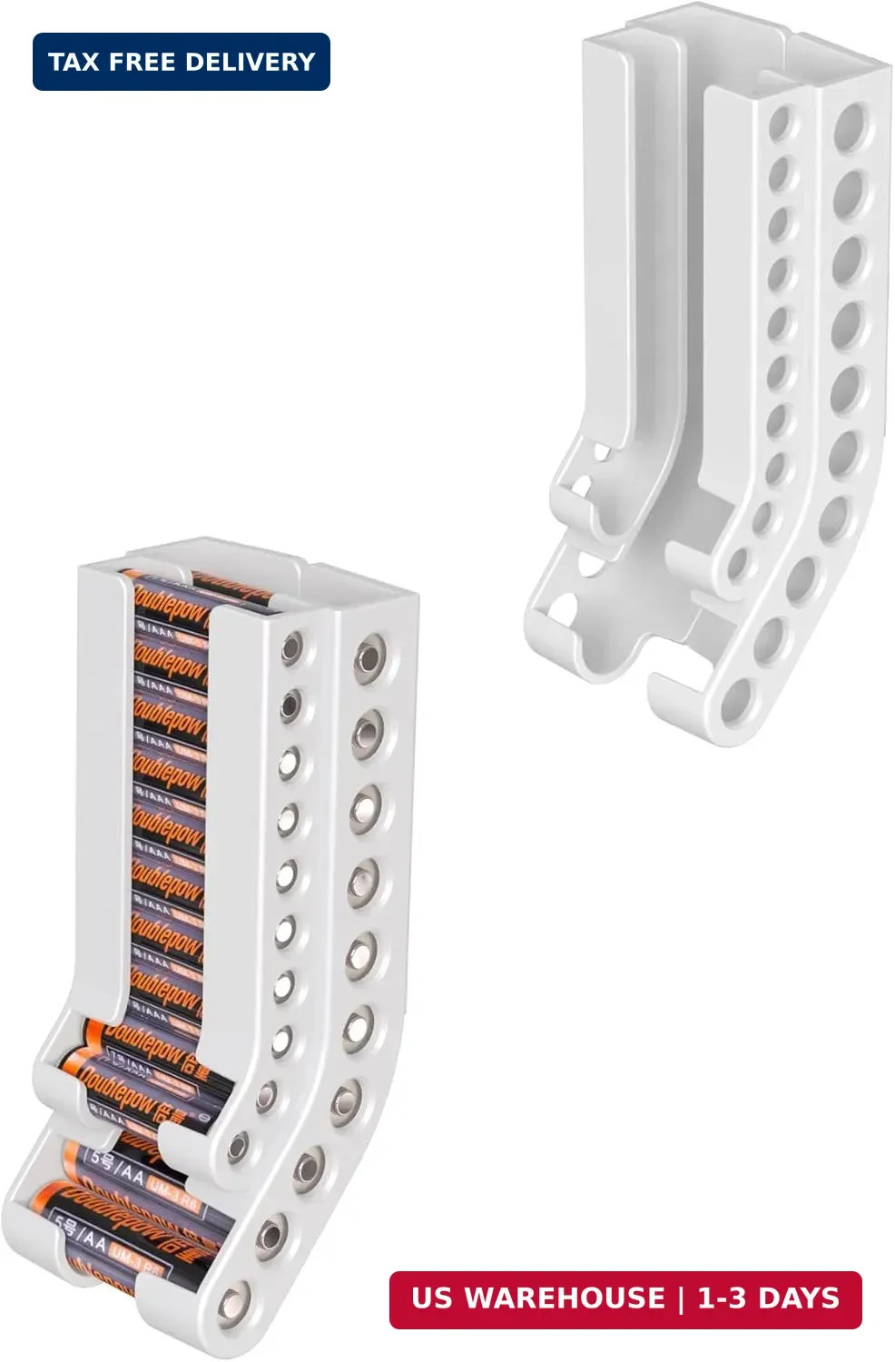 Battery Holder Storage Organizer AA & AAA Battery Caddy Wall Mount Battery Conta