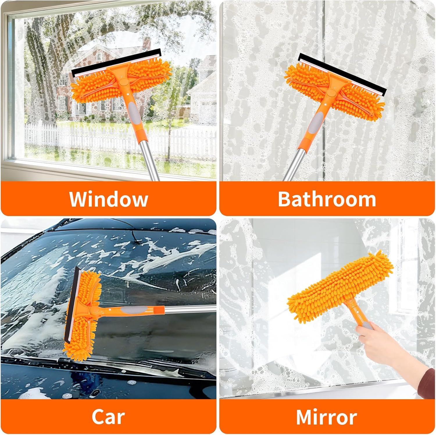 67" Squeegee Window Cleaner, 2 in 1 Professional Window Cleaning Tool Kit