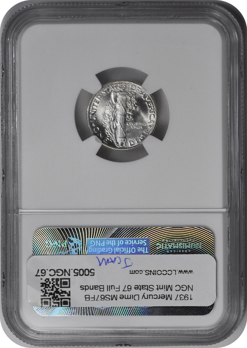 1937 Mercury Silver Dime MS67FB NGC