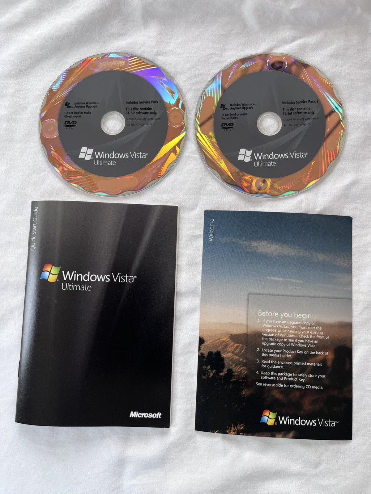 Microsoft Windows Vista Ultimate Full 32 Bit & 64 Bit DVDs