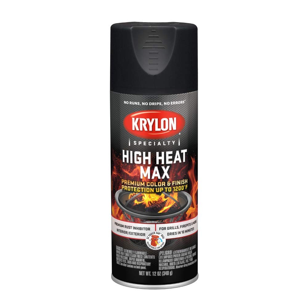 Krylon K01607000 High Heat Max, Black, Gloss, 12 12 Ounce (Pack of 1), Black