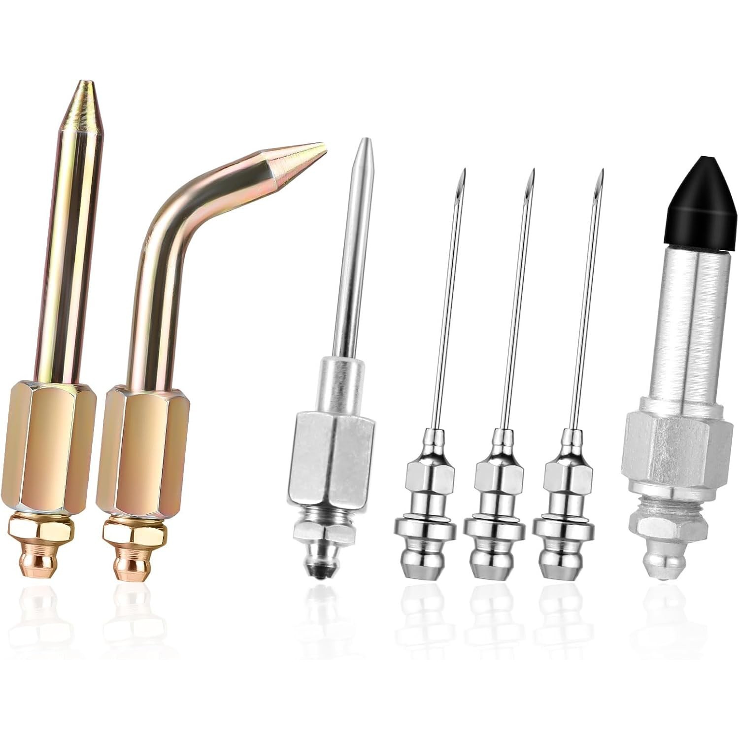 7pcs Grease Gun Accessory Kit Needle Tips Elbow Adapter Dispenser Rubber Nozzle