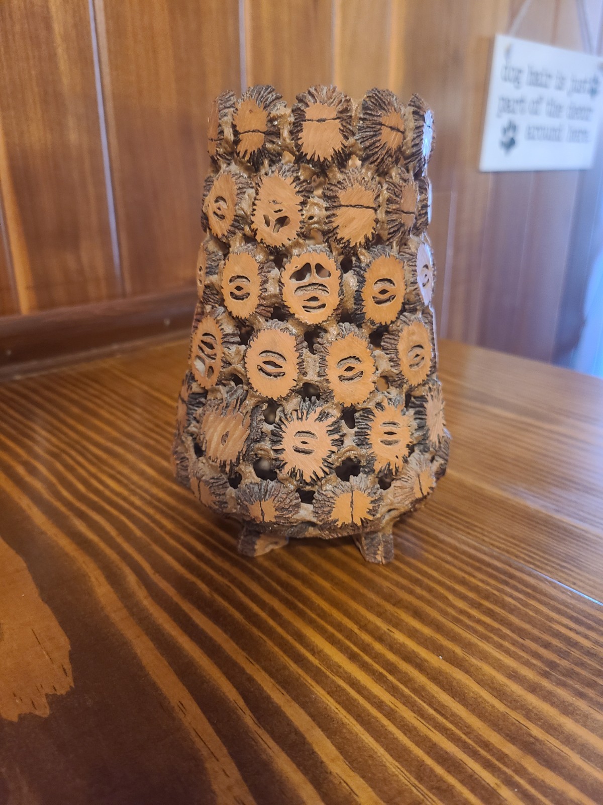 Handmade Rustic Wood Round Basket for Decor, Pens for Desk Finish Walnut