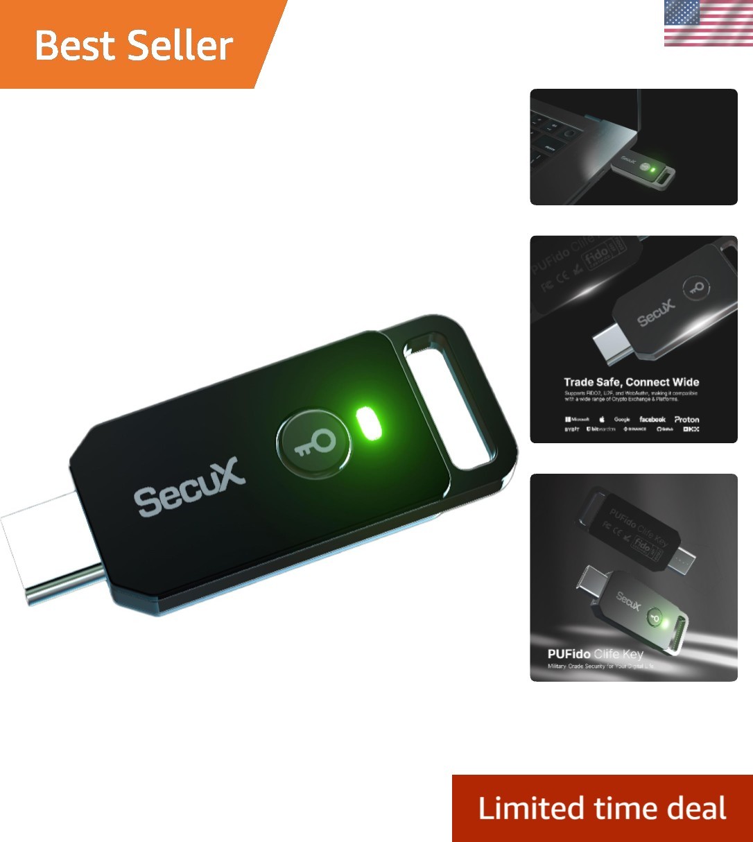 Universal USB-C Security Key with PUF Technology - Enhanced Cyber Protection