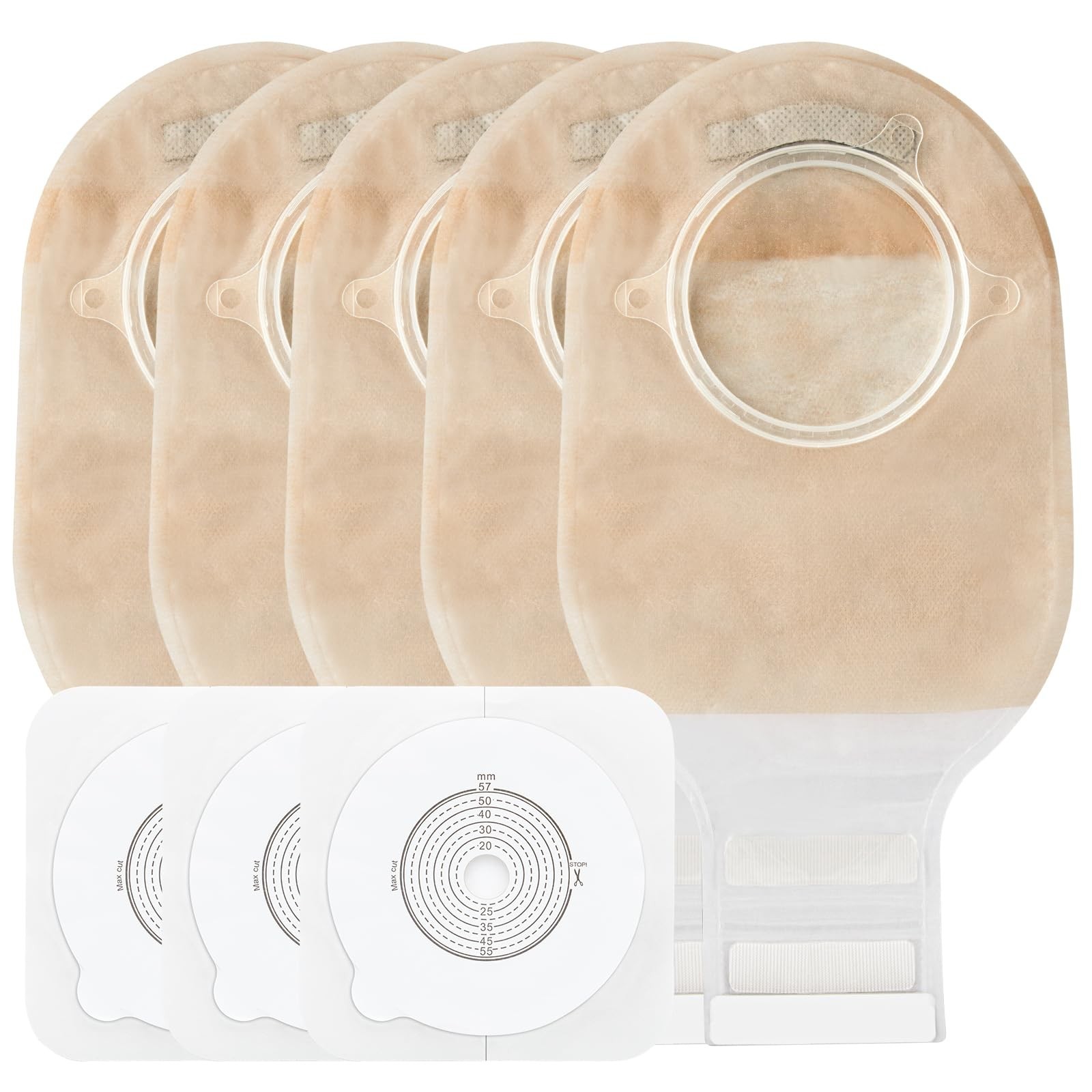21PCS Ostomy Bags,Colostomy Supplies,Two Piece Drainable Ostomy Pouch for Ile...