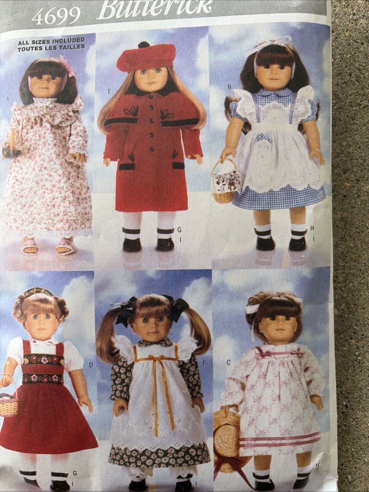Butterick Pattern #4699 Clothes for 18" Doll Six Outfits
