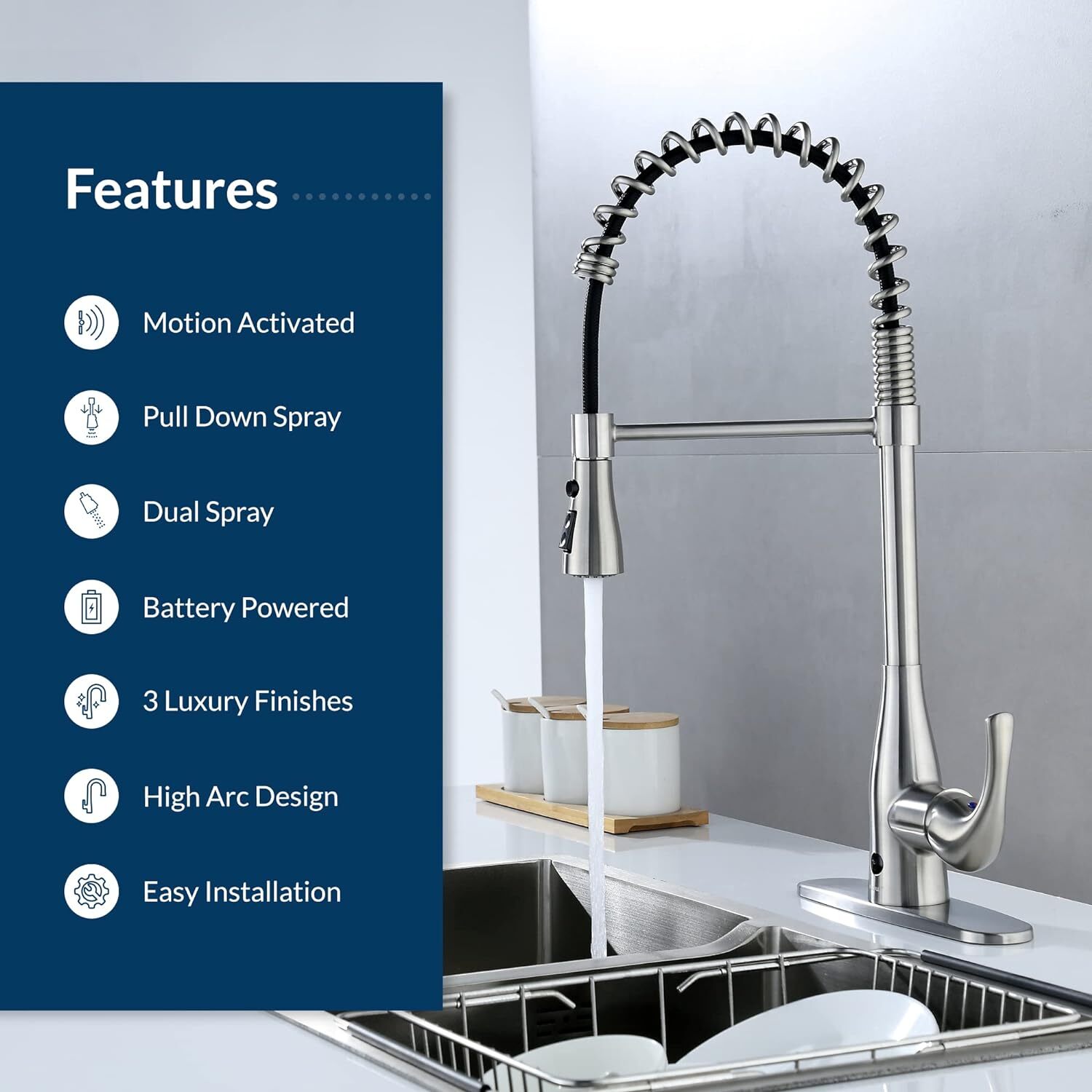 Bio Bidet by Bemis Single-Handle Pull-Down Spring Sprayer Faucet -Brushed Nickel