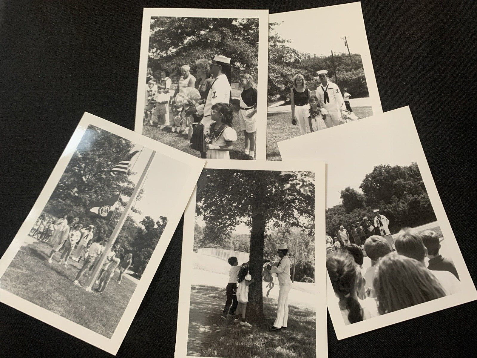 Lot w 5 Photos B&W 1990s Persion Gulf Soldier Flag Lowering Ceremony