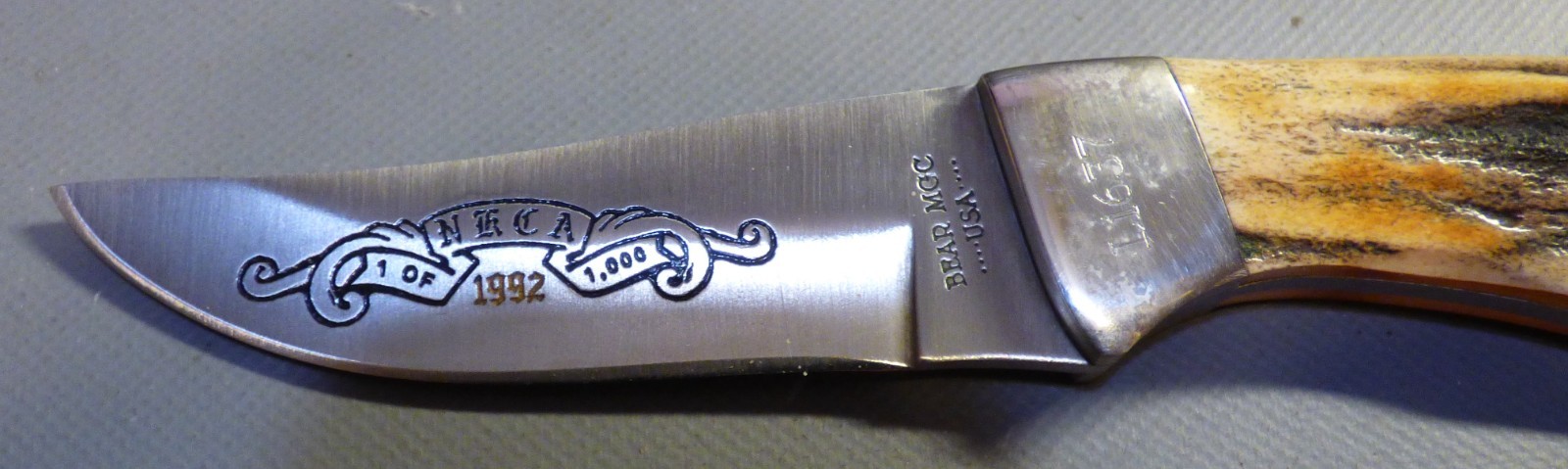 EX+ NEVER SHARPENED BEAR MGC STAG HUNTER 1992 NKCA KNIFE + SHEATH  LmEd 1/1000