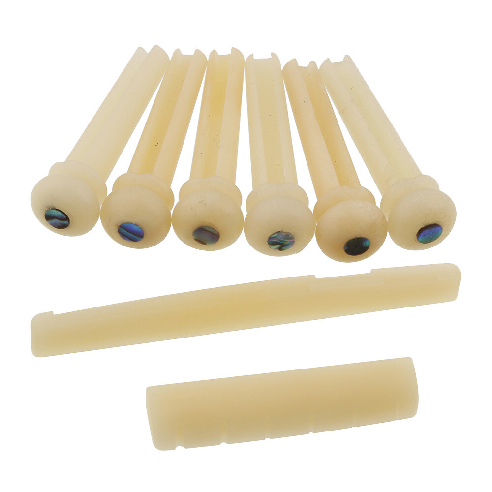 Unbleached Acoustic Guitar Bone Saddle Nut Bridge Pins Set for Acoustic Guitar