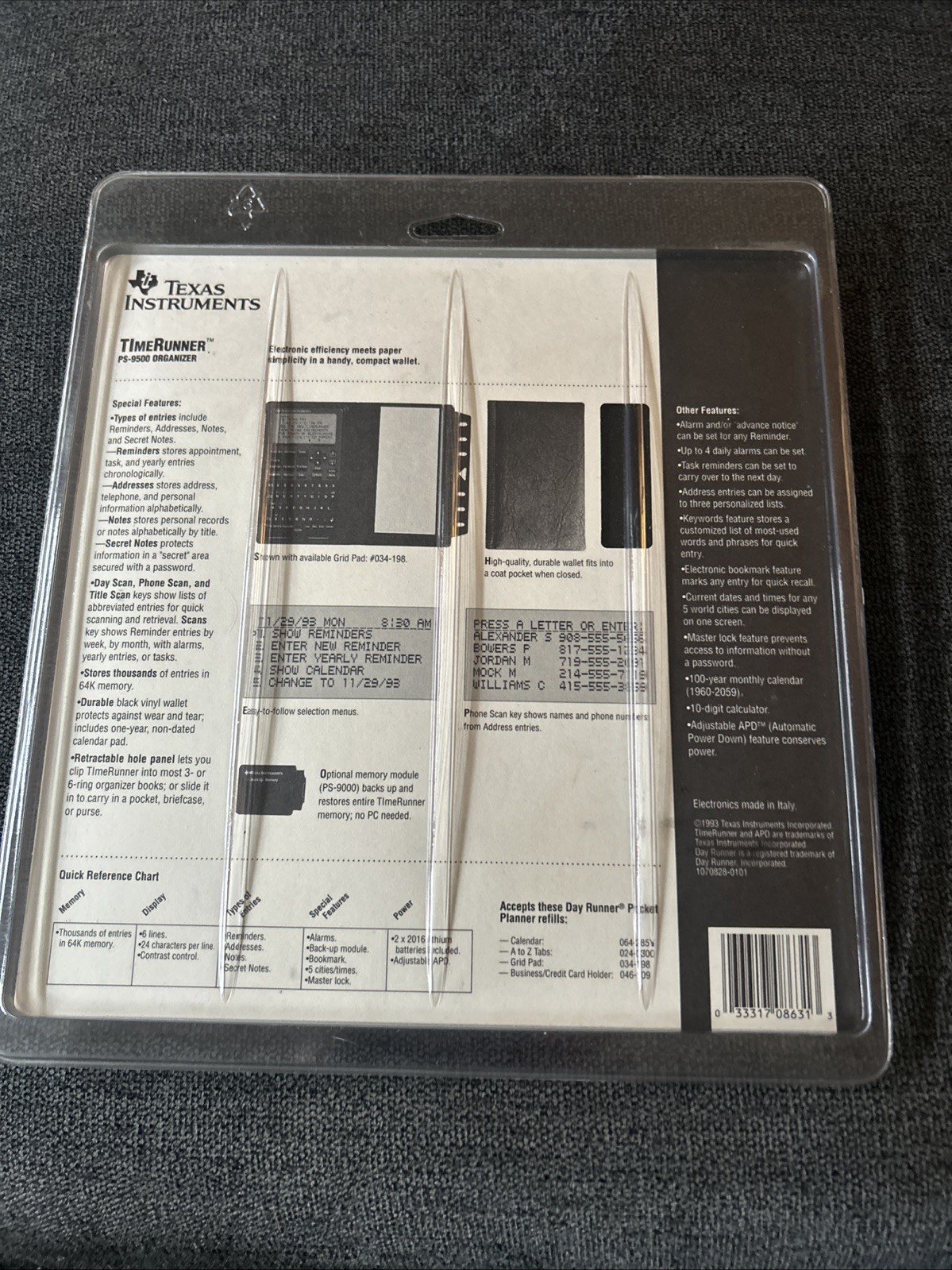 Texas Instruments Time Runner PS-9500 Electronic Personal Organizer New Sealed