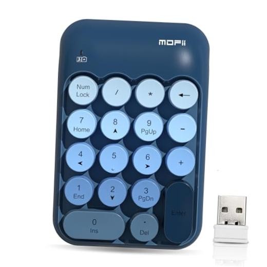 Cute Wireless Numeric Keypad with 2.4G USB Receiver, Colorful Blue Gradient