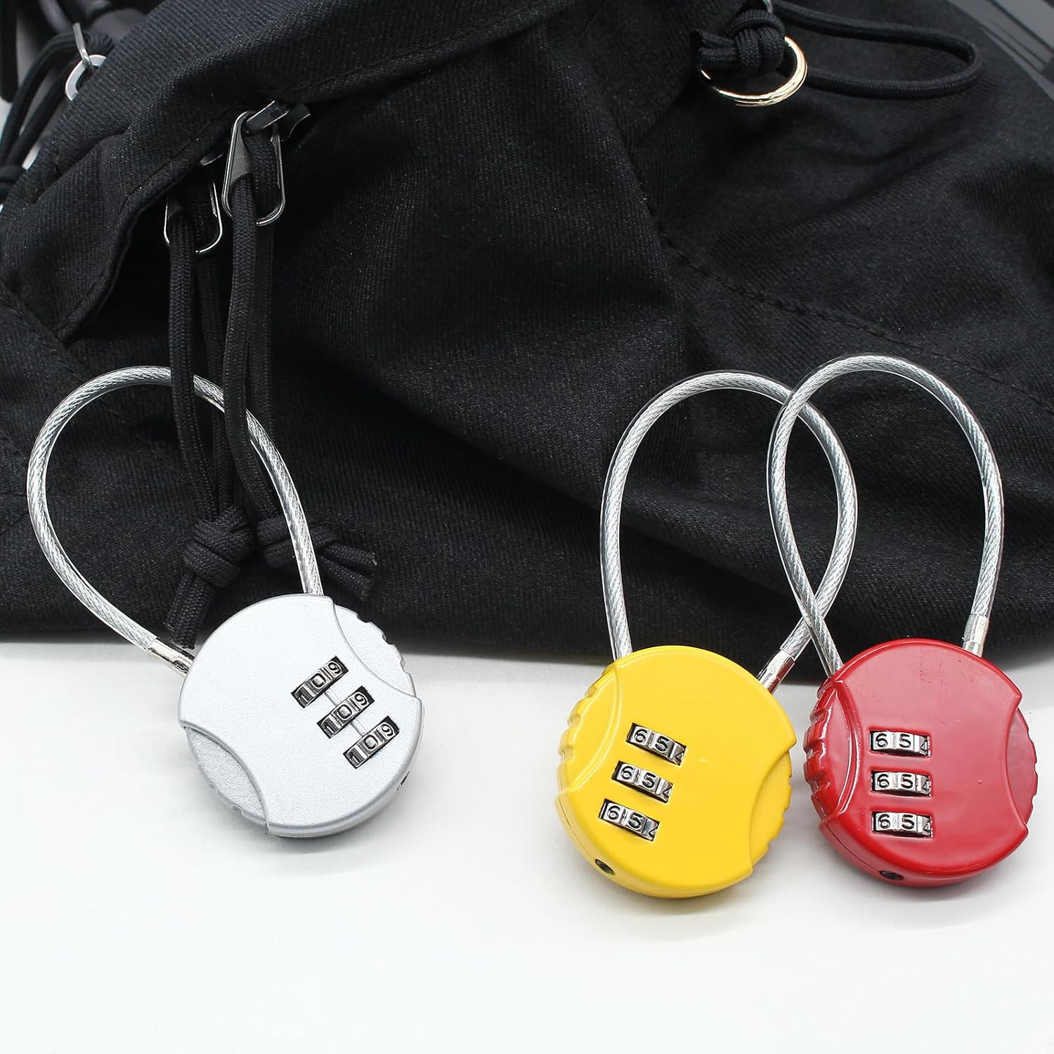8PCS 3 Digit Combination Lock for Locker, Small Cable Locks with Combination, Lo