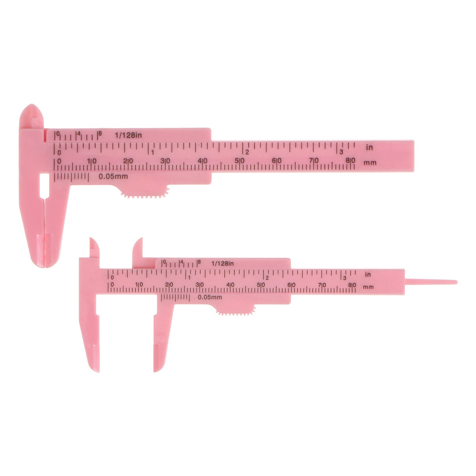 10pcs Mini Plastic Vernier Caliper 3" Metric Inch Sliding Gauge Ruler, Pink