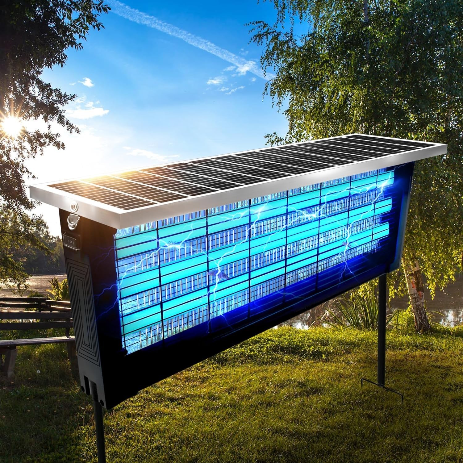 Powerful Large Solar Bug Zapper Outdoor for 4000 sq.ft, Rechargeable Mosquito Za