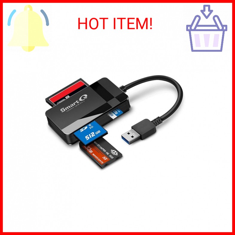 SmartQ C368 USB 3.0 Card Reader - Plug & Play, Compatible with Apple & Windows,