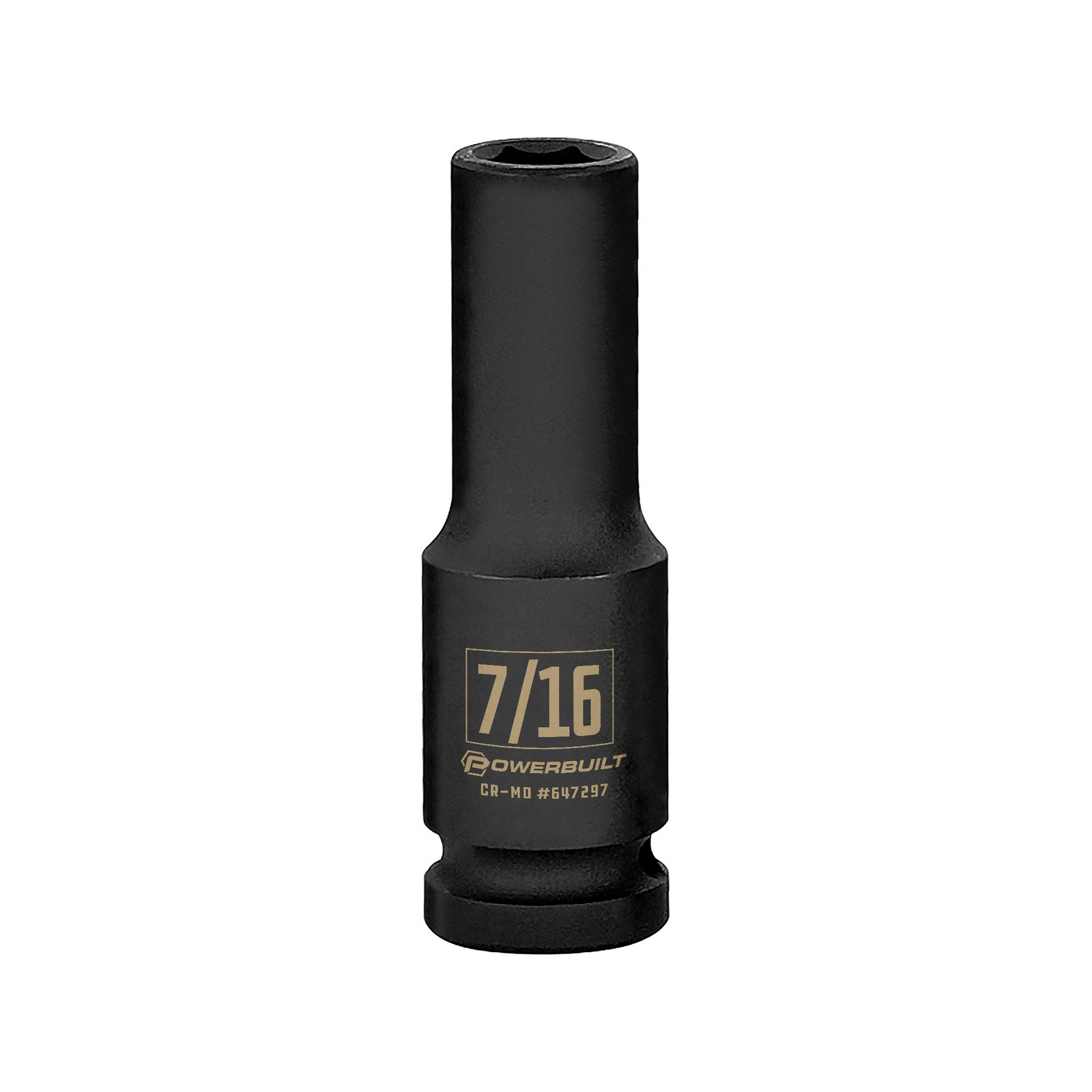 Powerbuilt 1/2 Inch Drive x 7/16 Inch 6 Point Deep Impact Socket - 647297