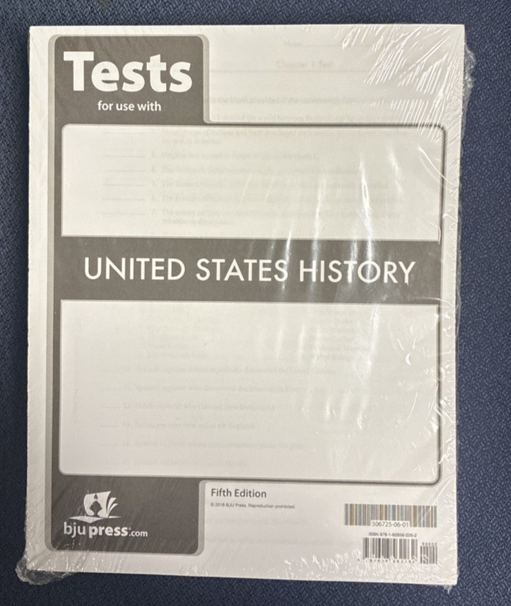 BJU Press United States History Student Tests - 5th FIFTH Edition - NEW!