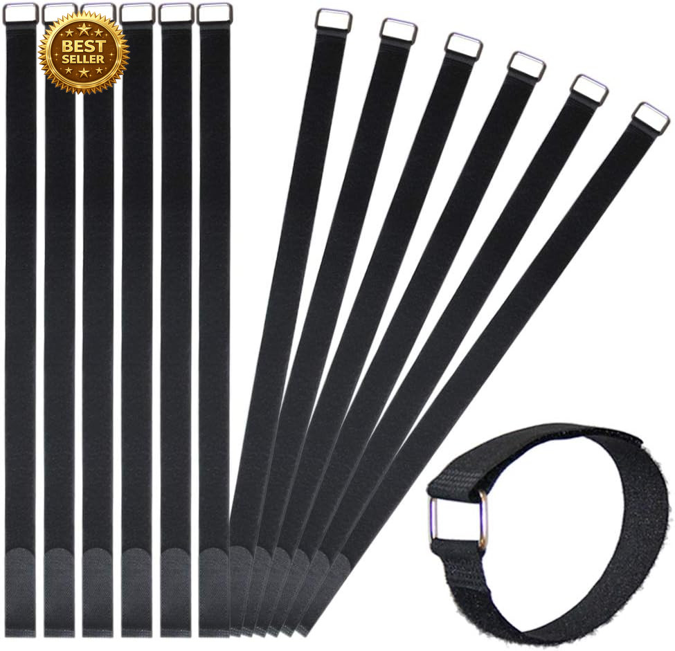24 Inch Hook and Loop Cable Straps 12 Pack Reusable Nylon Cable Management