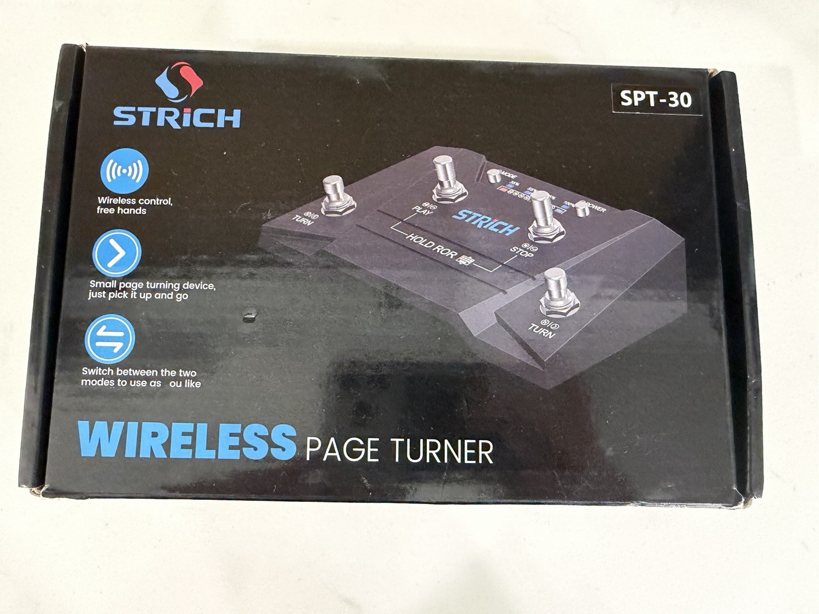Strich Wireless Music Page Turner Foot Pedal for Windows iOS Android ST405-M