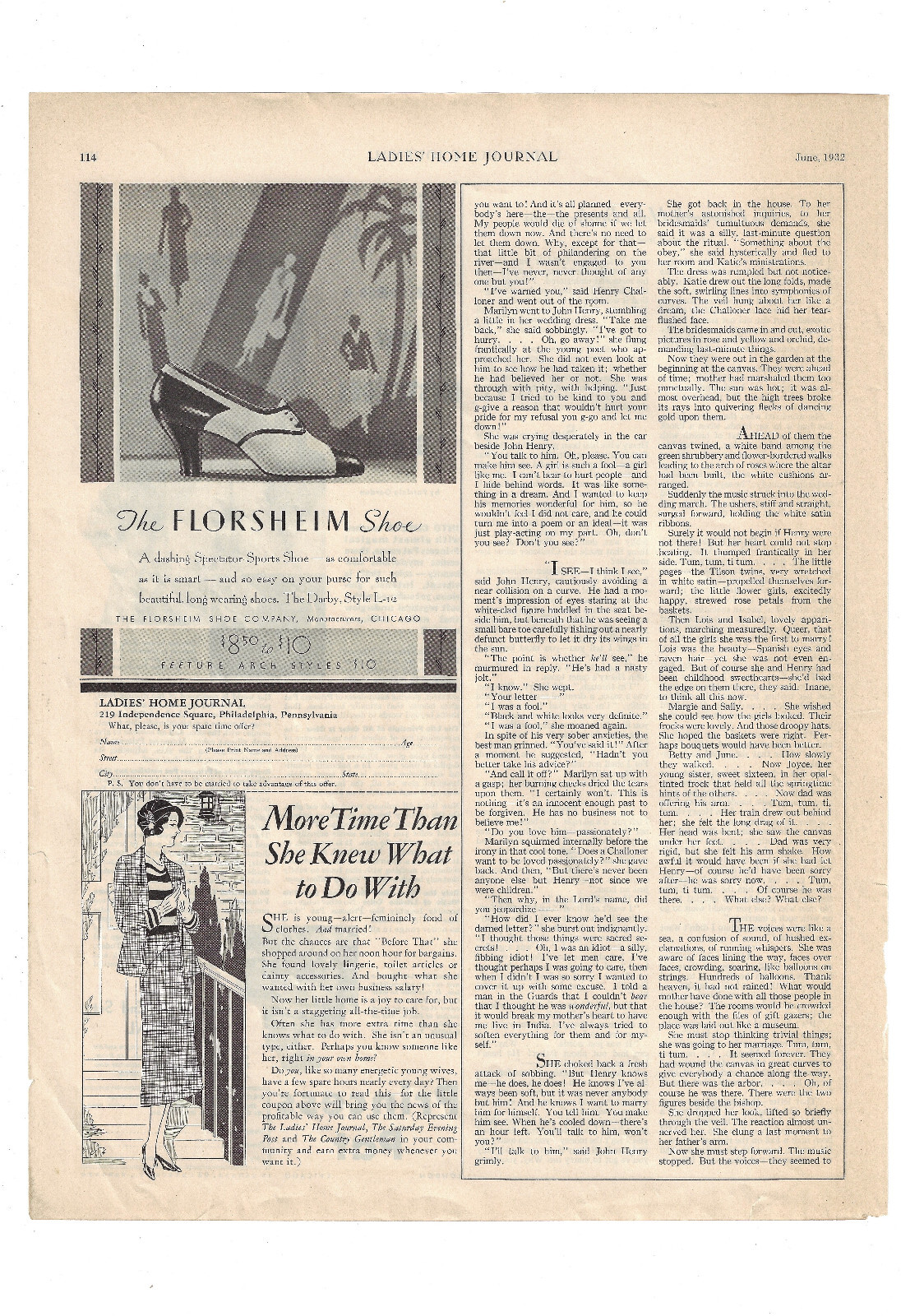 Florsheim Print Ad Shoe Advertising Vintage 1932 Women Fashion Darby Chicago IL
