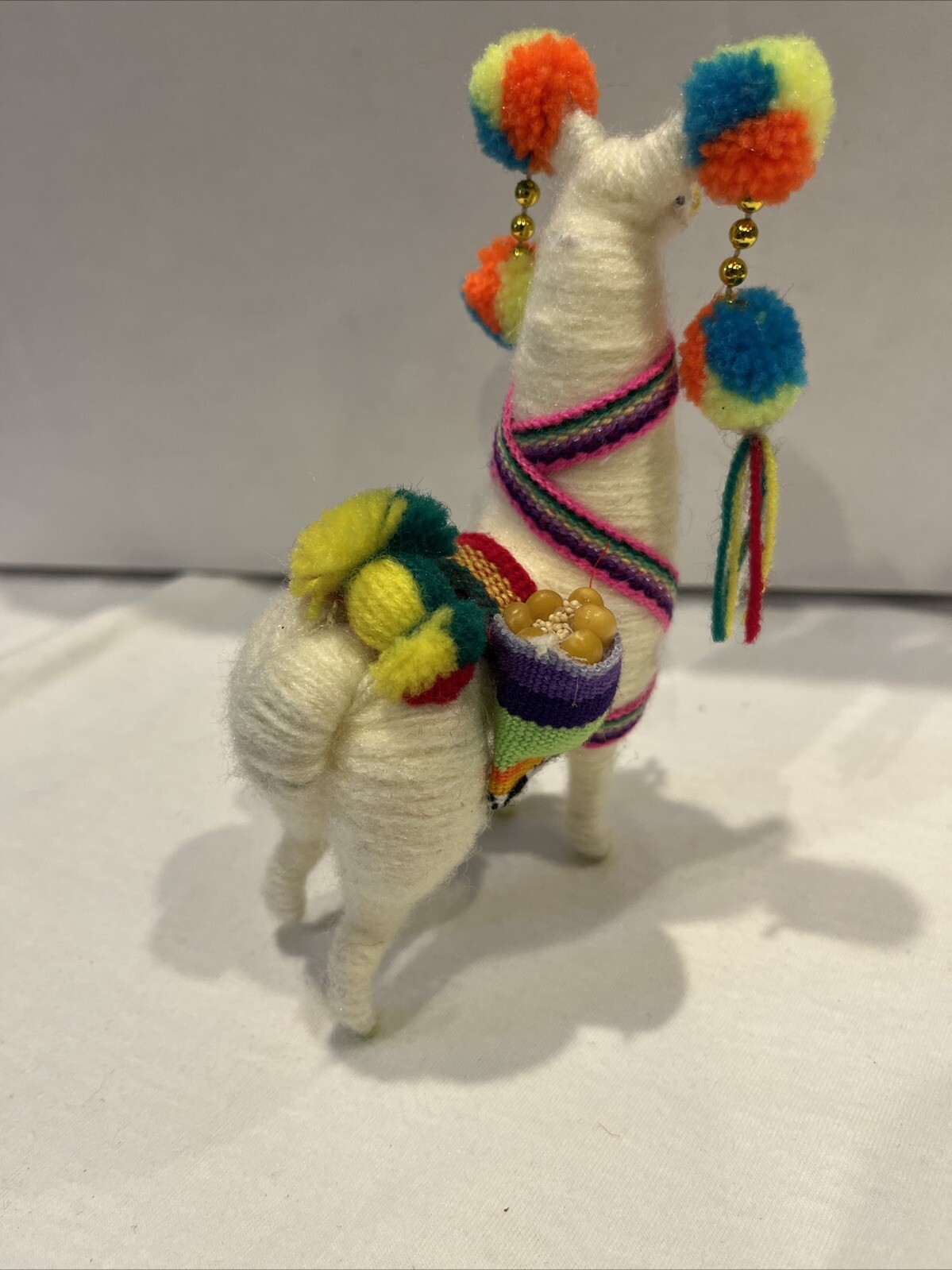 Peruvian Llama Folk Art Figure Plush Multi Color