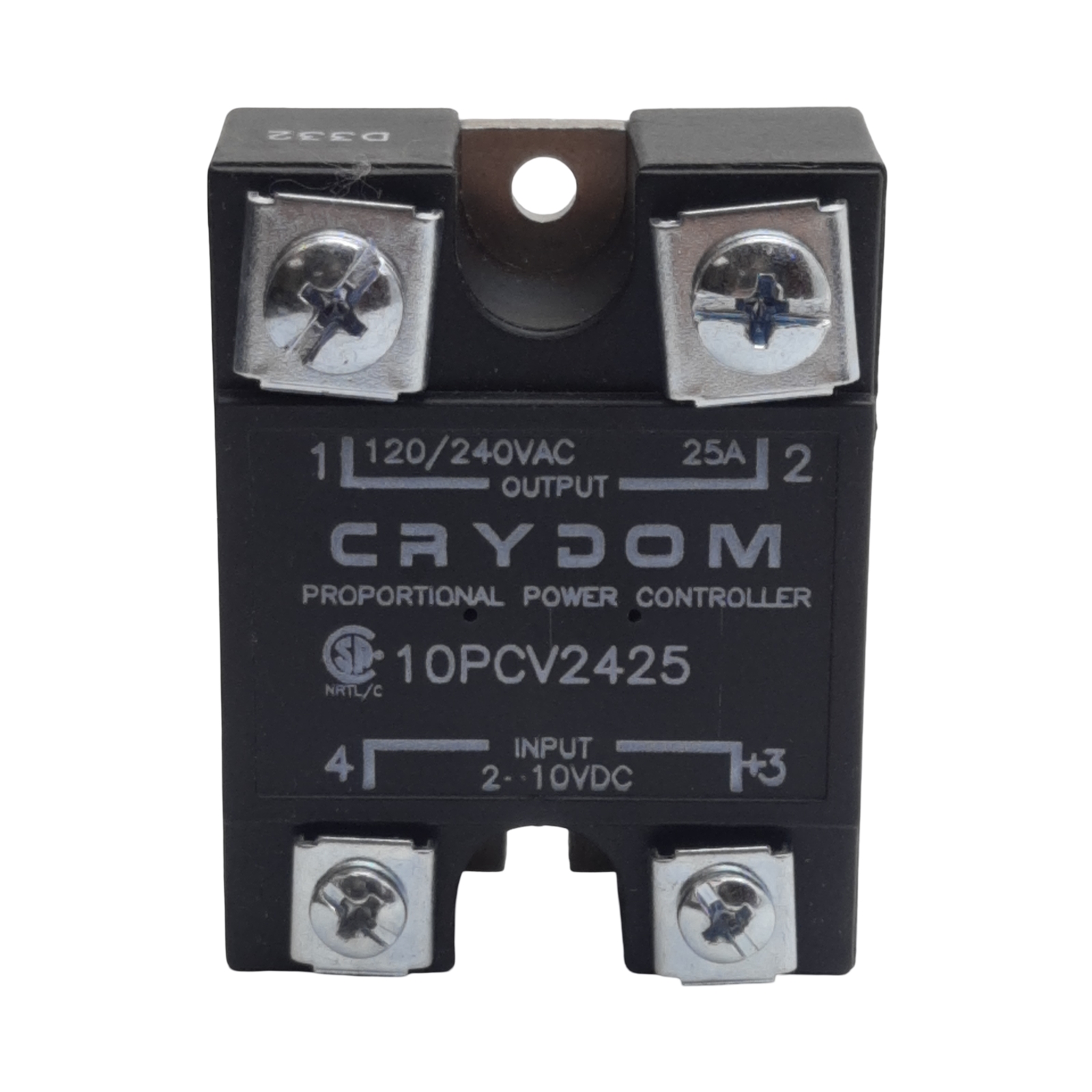 Crydom 10PCV2425 Solid-State Relay, SPST-NO, 2-10VDC In, 25A 120/240VAC Out