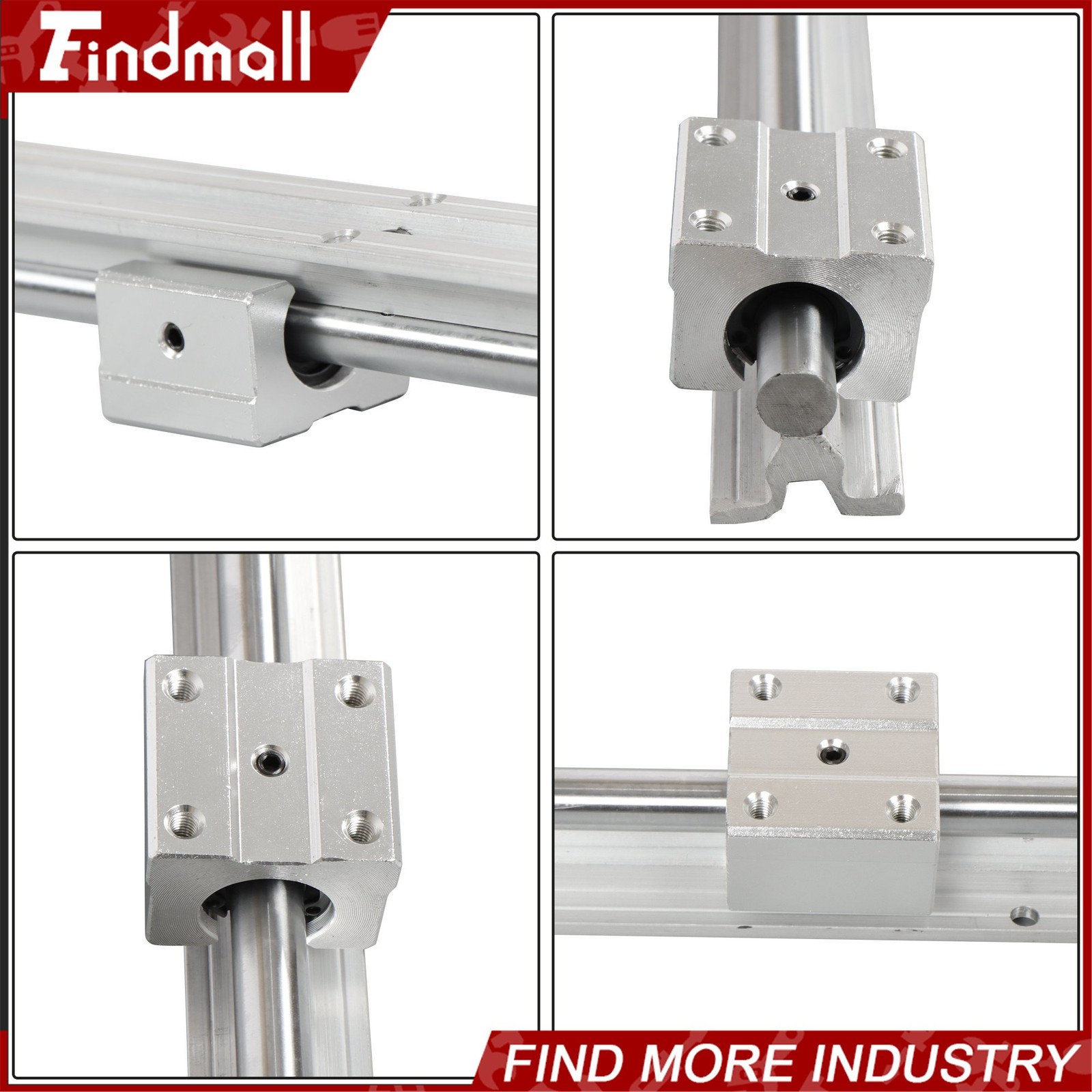 Findmall SBR12 Linear Rail 1500mm Kit w/4 Blocks - For CNC Machine Guide Set