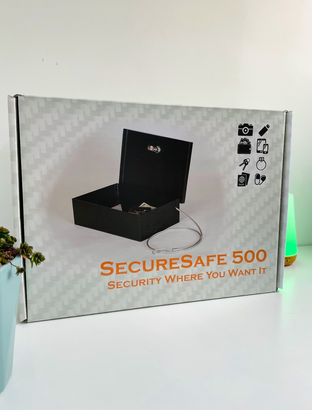 Large Portable Steel Safe Box w/ Combination Lock & Security Cable.