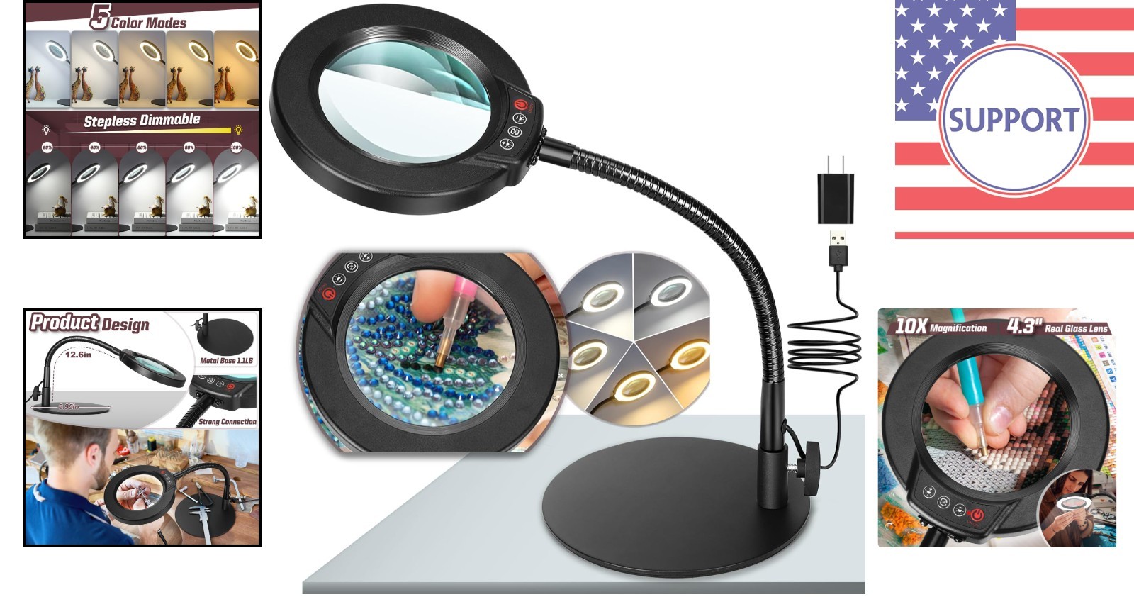 High-Definition 10X Magnifying Lamp: Space-Saving Design with Versatile Lighting