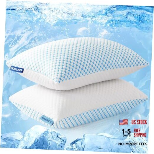 Firm Pillows Shredded Memory Foam with Adjustable Fill - Queen(Pack of 2)