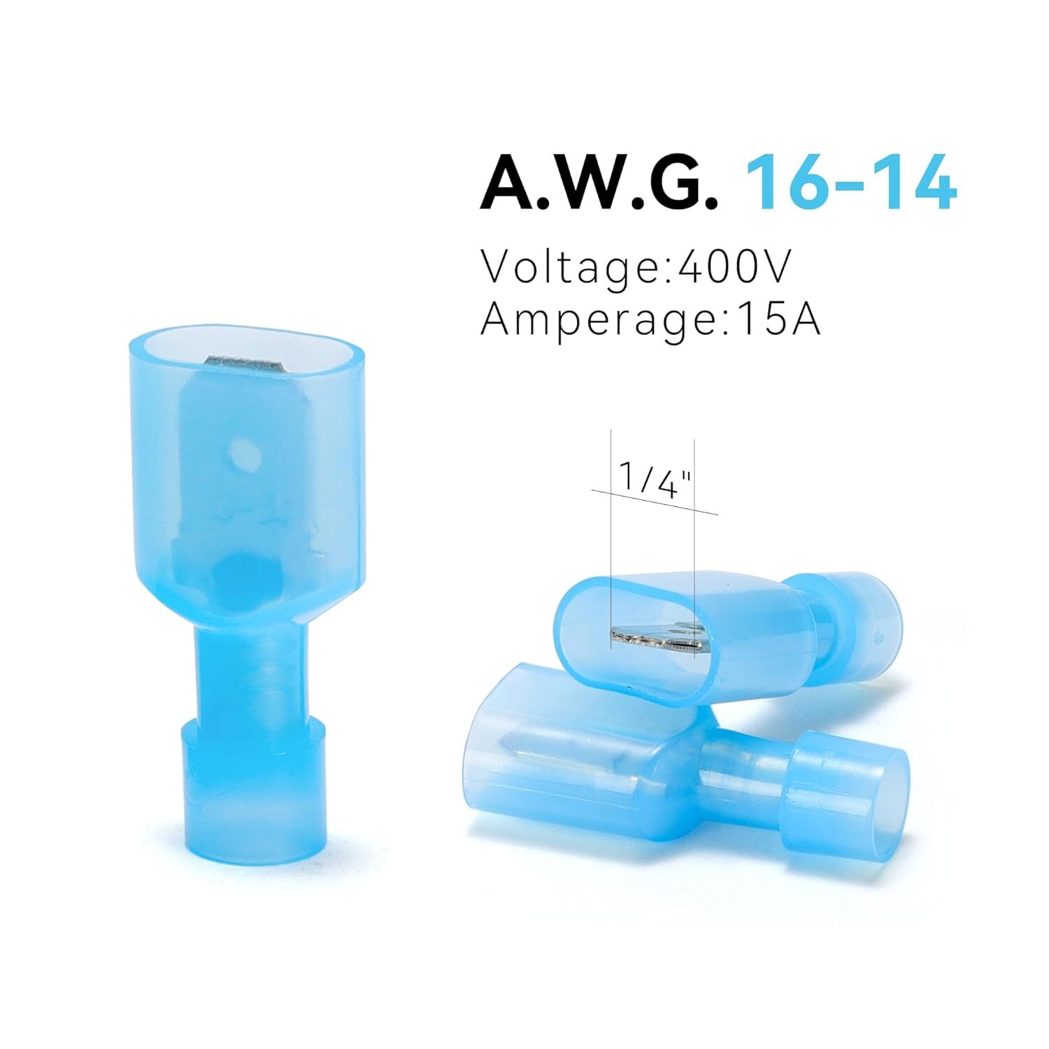 100/500Pcs 16-14 AWG Insulated Male Female Spade Terminals Crimp Wire Connectors