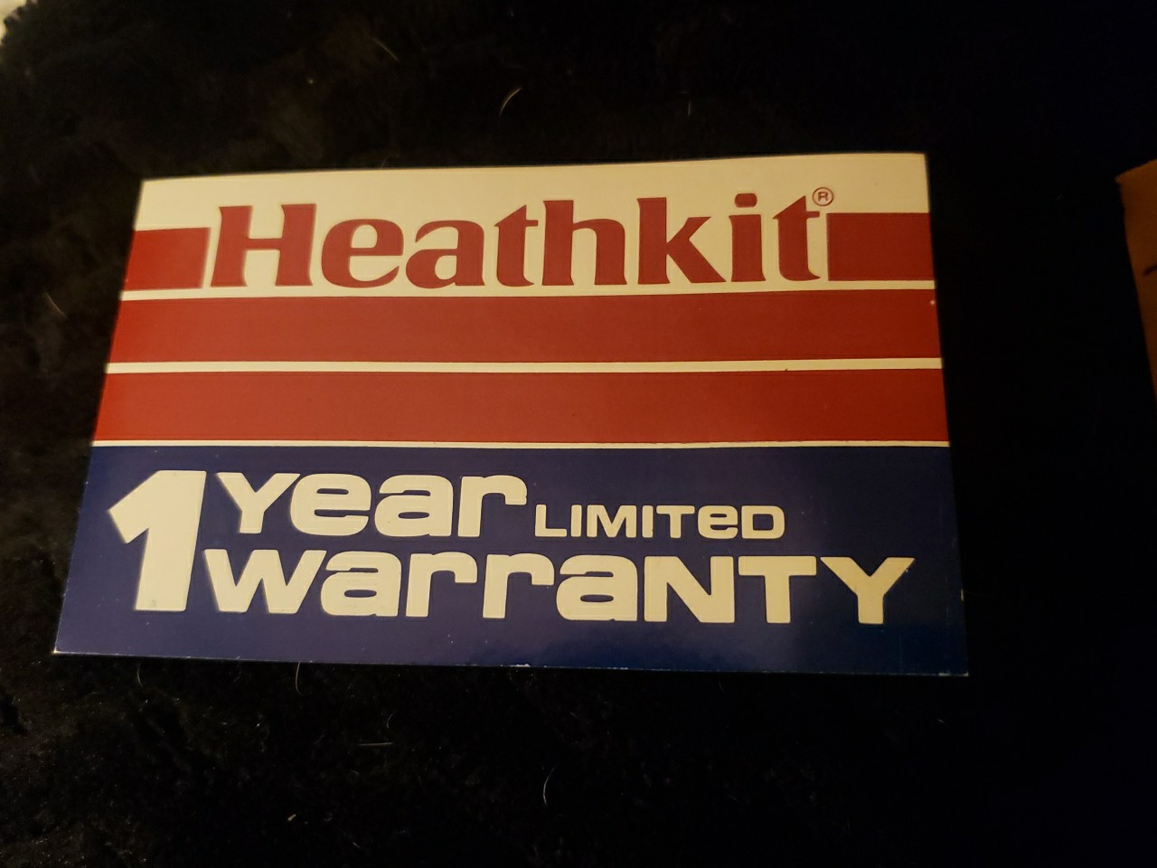 New Heathkit 1 Year Limited Warranty Label NOS