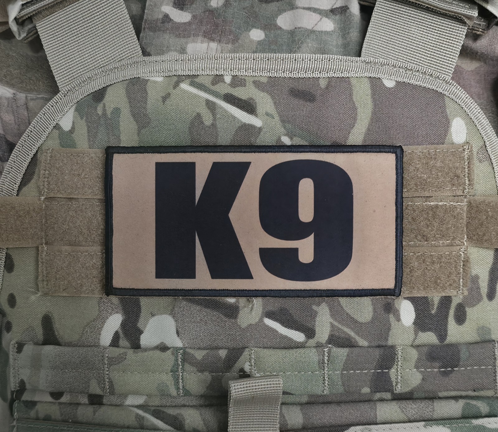 3x6 K9 Black on TAN RAID Patch Hook Backed Unit for Plate Carrier