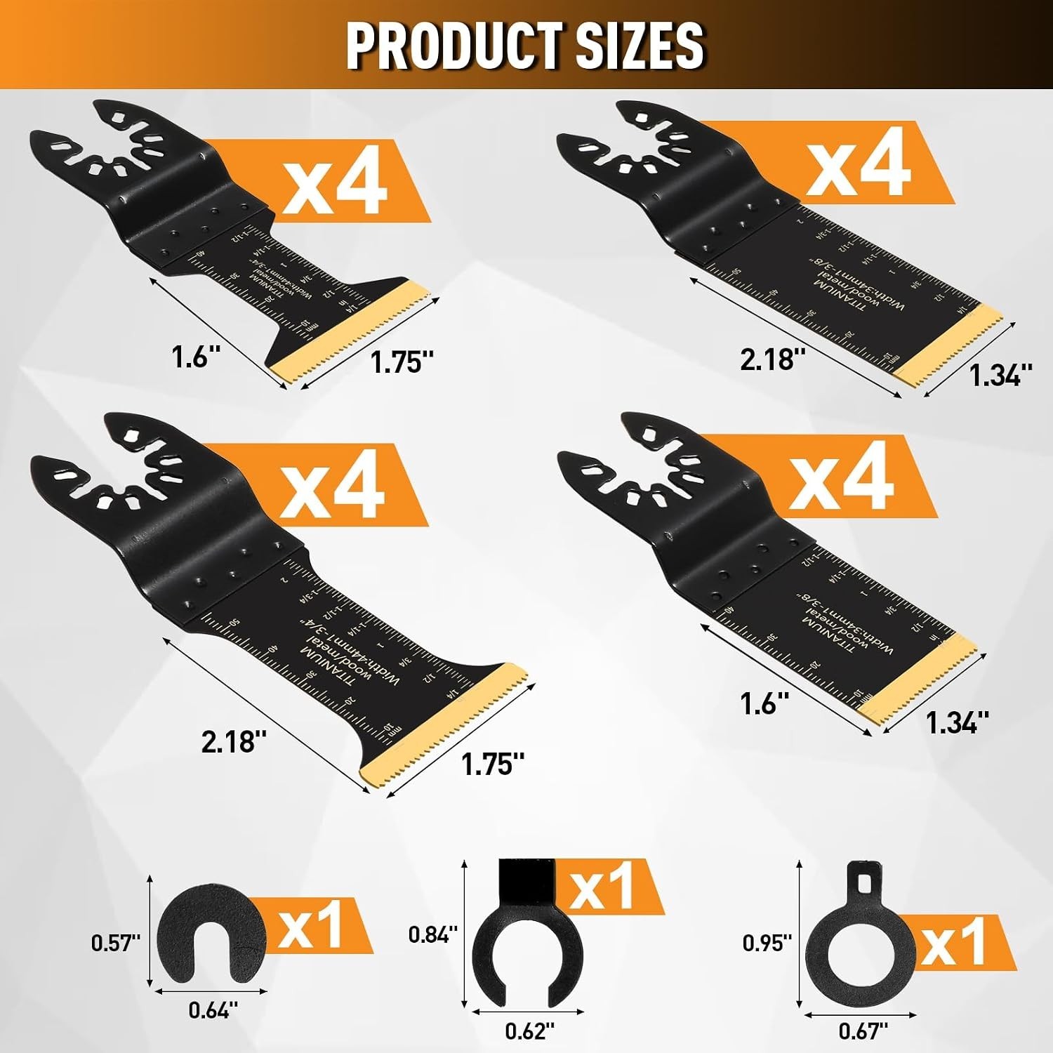 18 PCS Titanium Oscillating Tool Blades Metal Cutting, Universal Multitool Blade