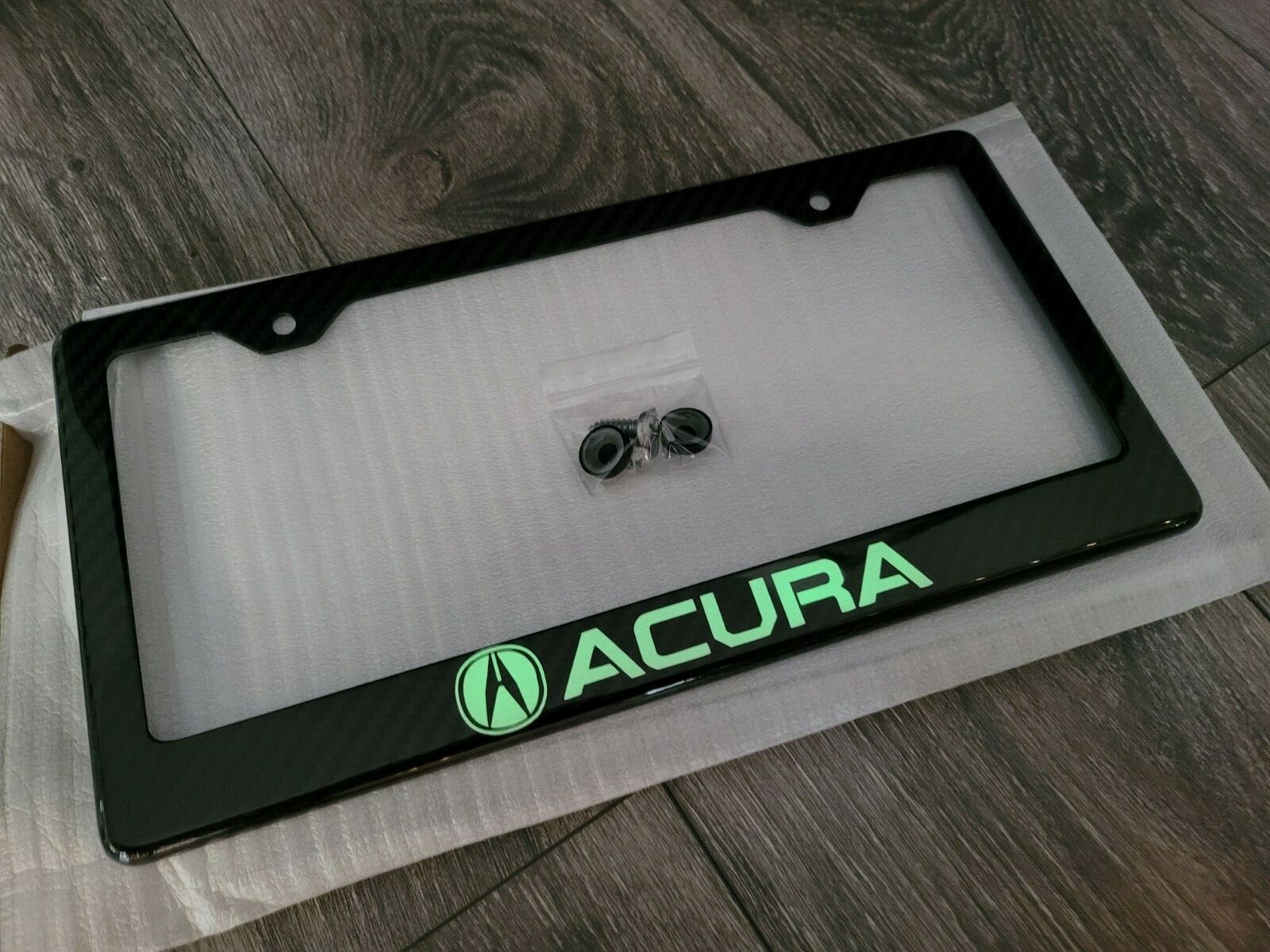 (Glowing) Acura 100% Black Carbon Fiber License Plate Frame Premium