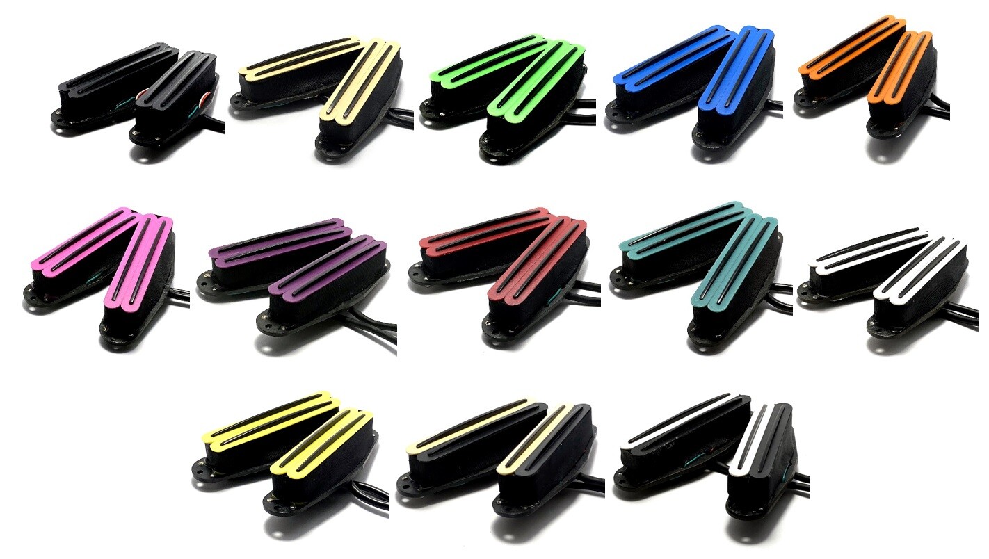 Set of 2 Duo Rail Pickups by Dragonfire, Strat Sized 4W Humbuckers ~Color Choice