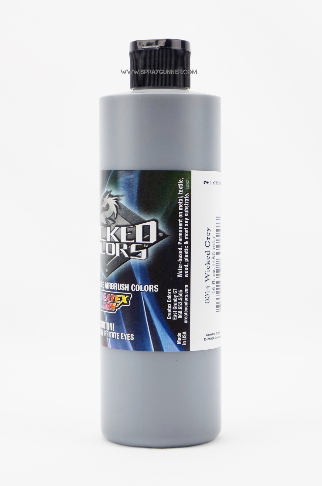 Createx Wicked Colors W014 Grey 16oz. water-based universal airbrush paint