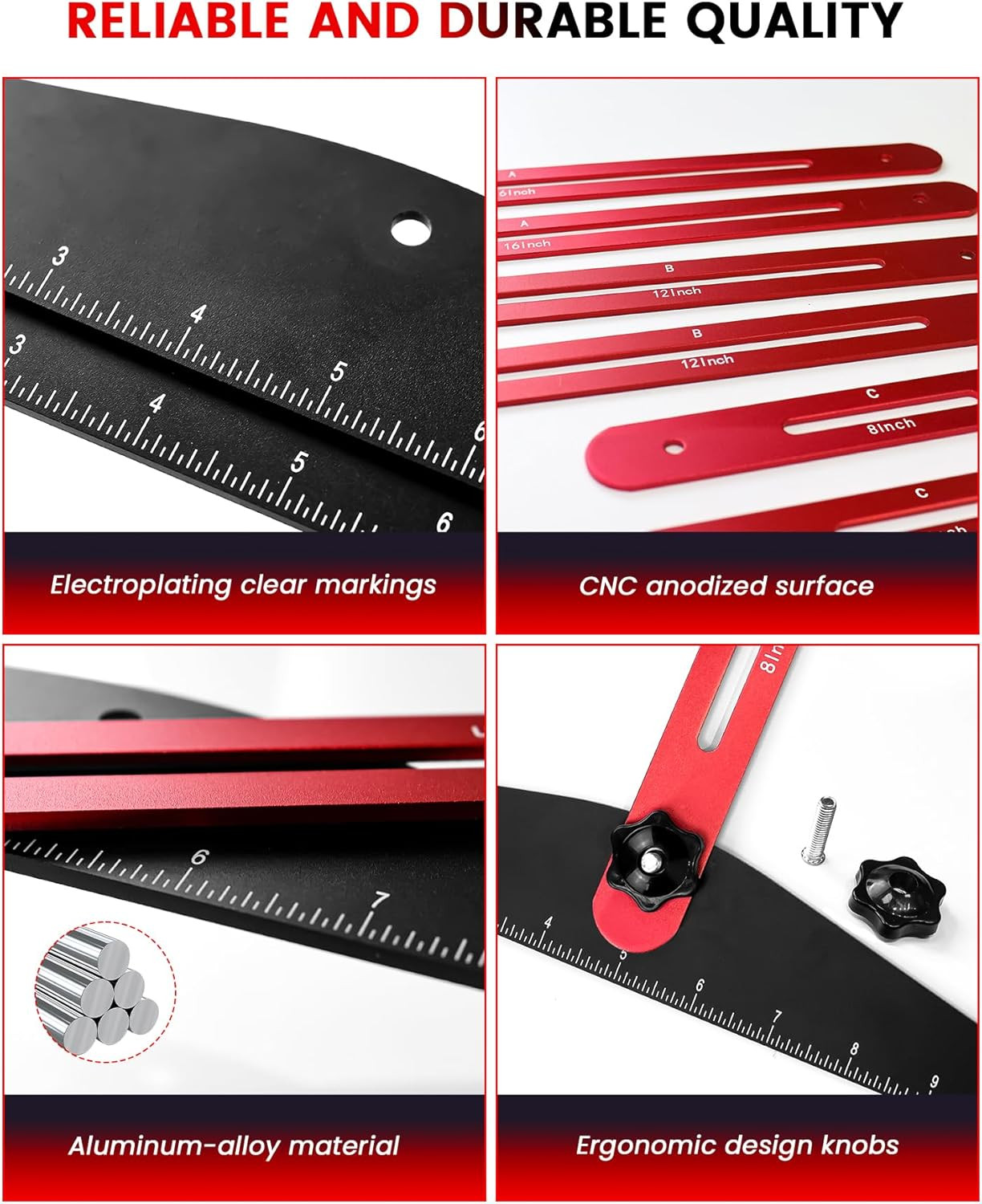 TANYO Stair Tread Template Tool, 8" to 60" Aluminum Stair Tread Jig for Accurate