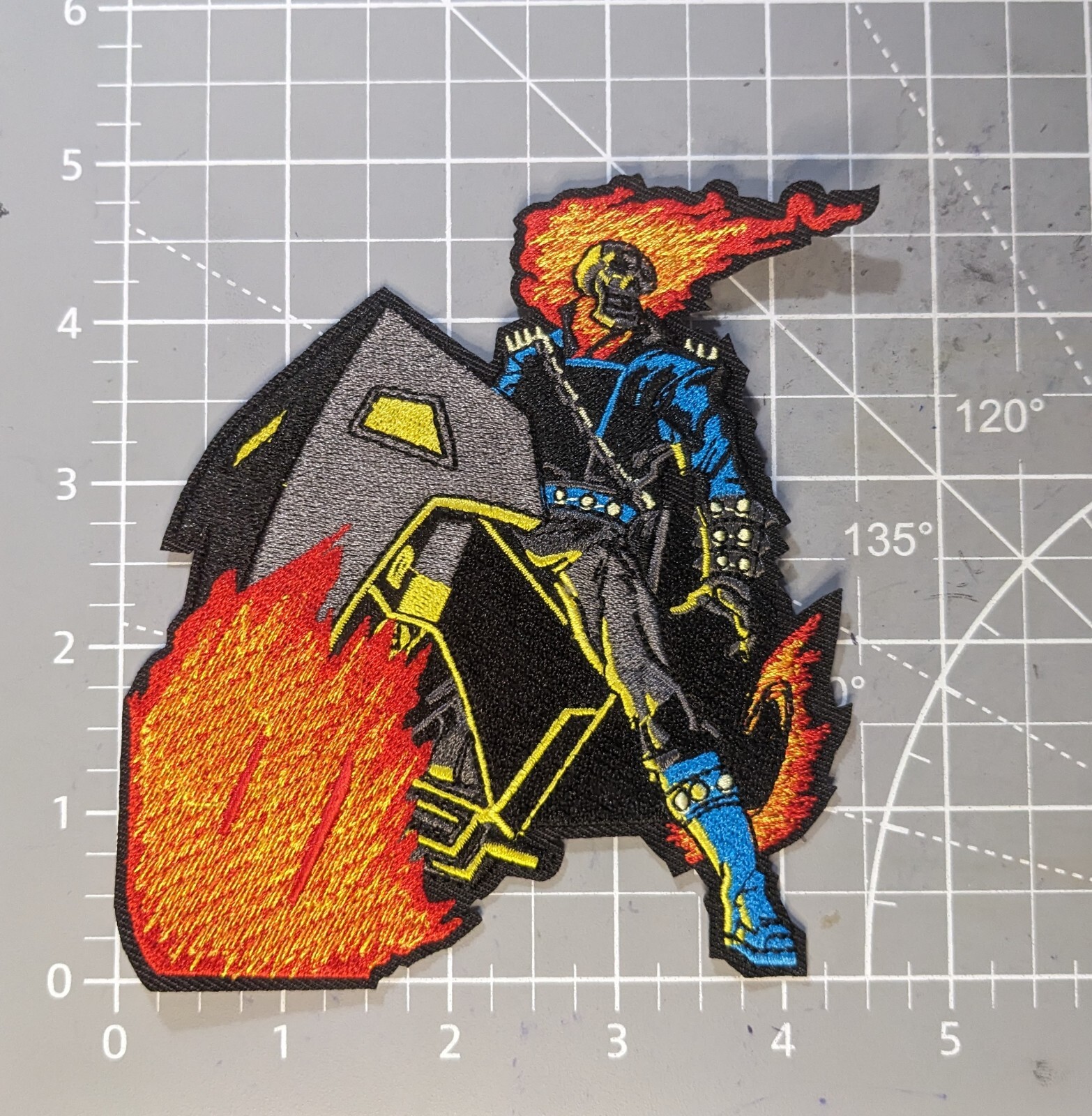 Ghost Rider Patch Superhero Biker Goth Punk Embroidered Iron On Patch 5x4.75"