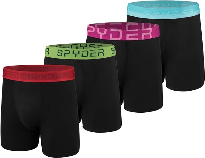 4 Pck SPYDER MEN MESH PERFORMANCE STRETCH Boxer Briefs BLACK Medium Large XLarge