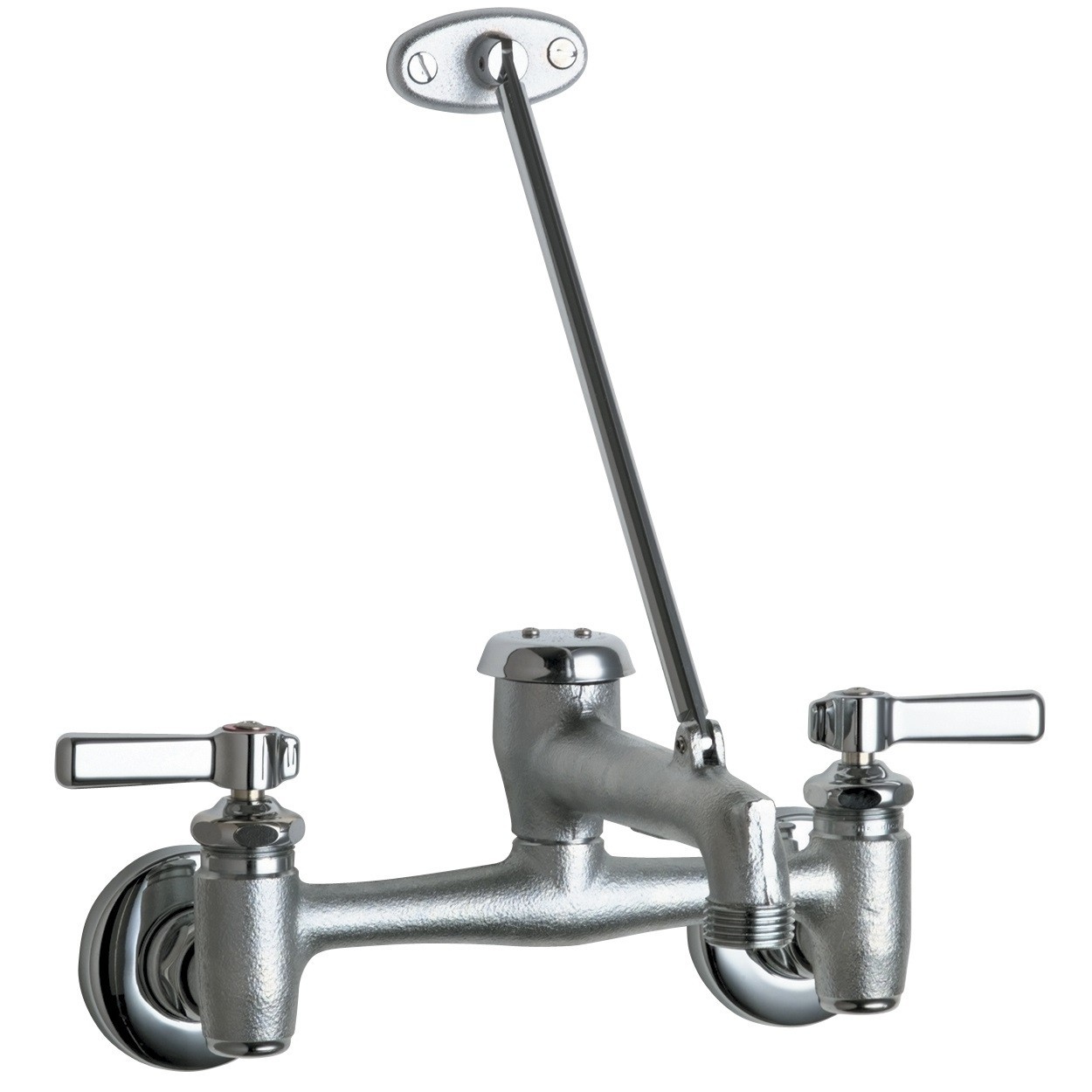 Chicago Faucets 897-RCF Service Sink Faucet Wall Mount Rough Chrome 2 Handle