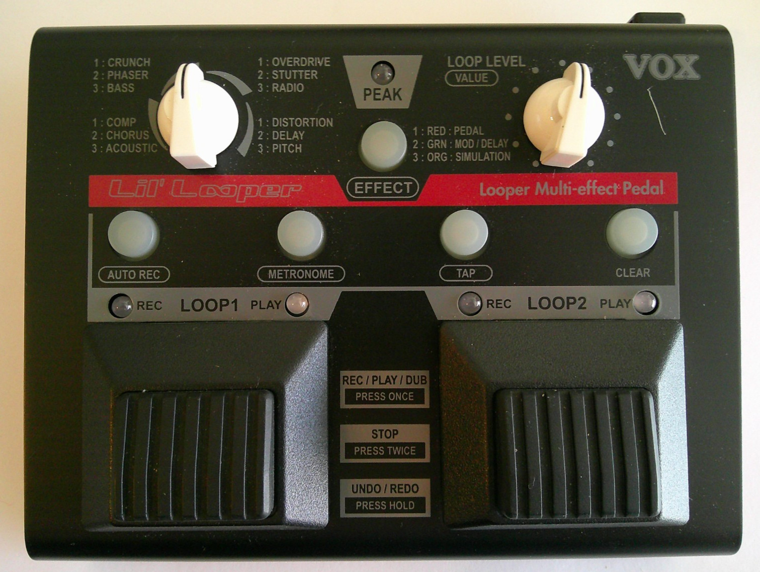 Vox VLL-1 Lil' Looper Multi Effect Pedal w/ Power Supply Cord.